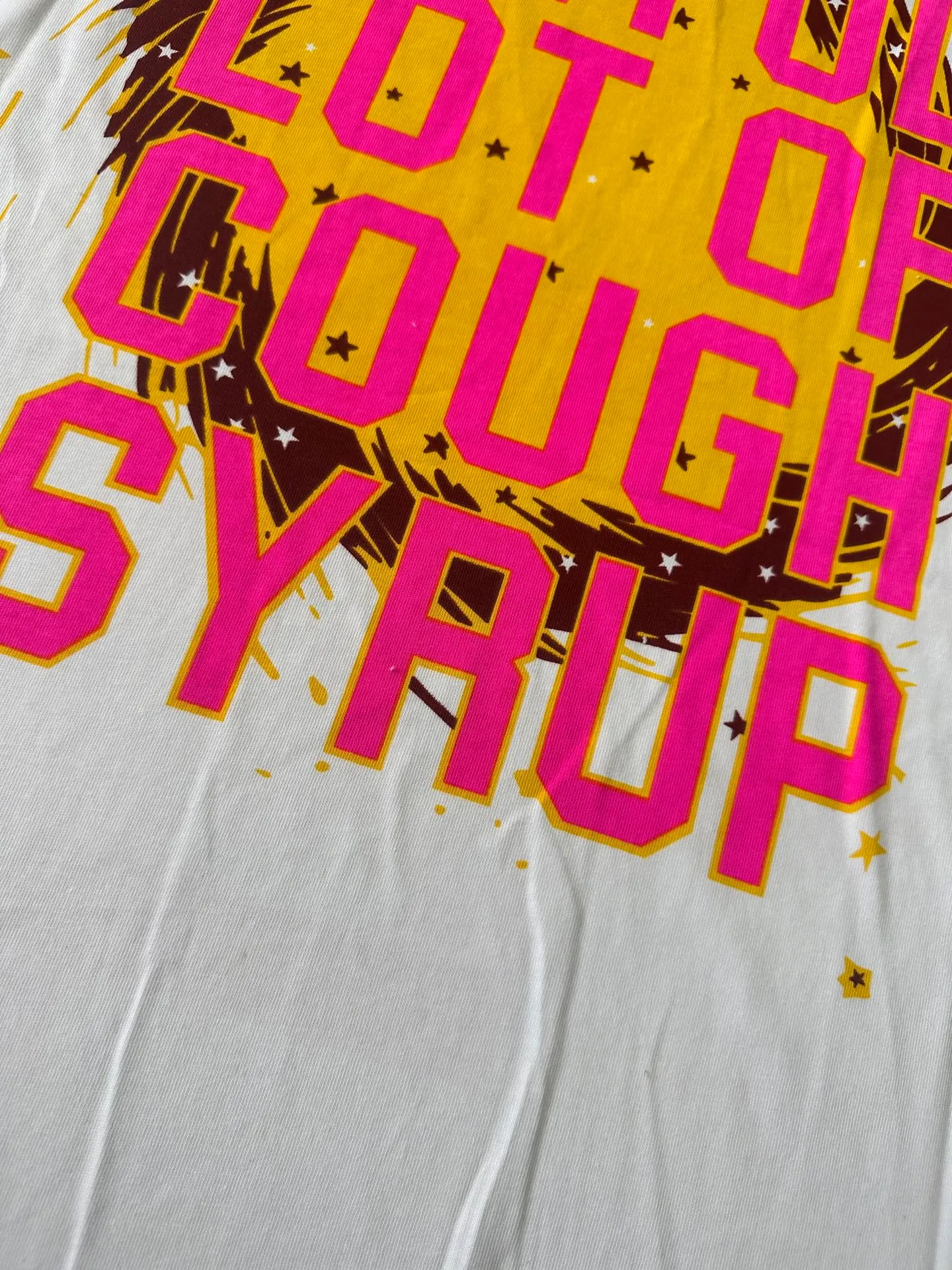 #White | THAT'S A AWFUL LOT OF COUGH SYRUP In Stock Real shot American simple trendy brand loose casual T-shirt Fabric (fabric): 32 counts Weight combed double yarn pure cotton Sizes (size): S-M L X L Color (colour): White